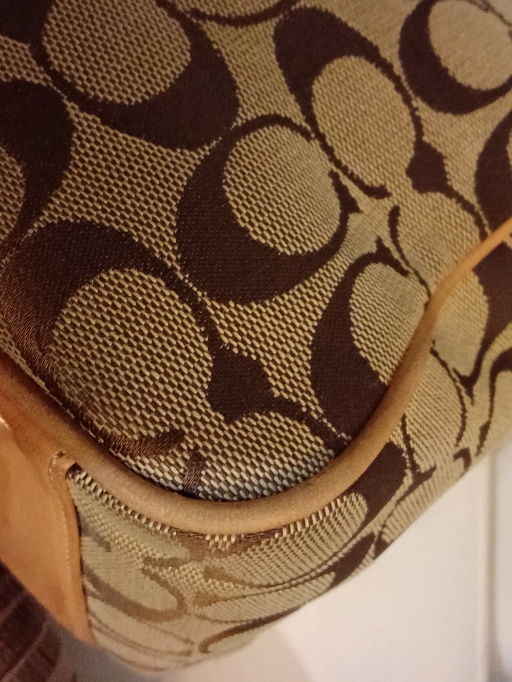 #V5 Coach Hampton VINTAGE Tan/Khaki Sign. Canvas Belted Tote Creed- E04M-6352 - Picture 7 of 16